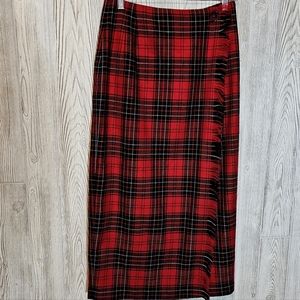 Rafaela Red Plaid Skirt Long Academia Vintage